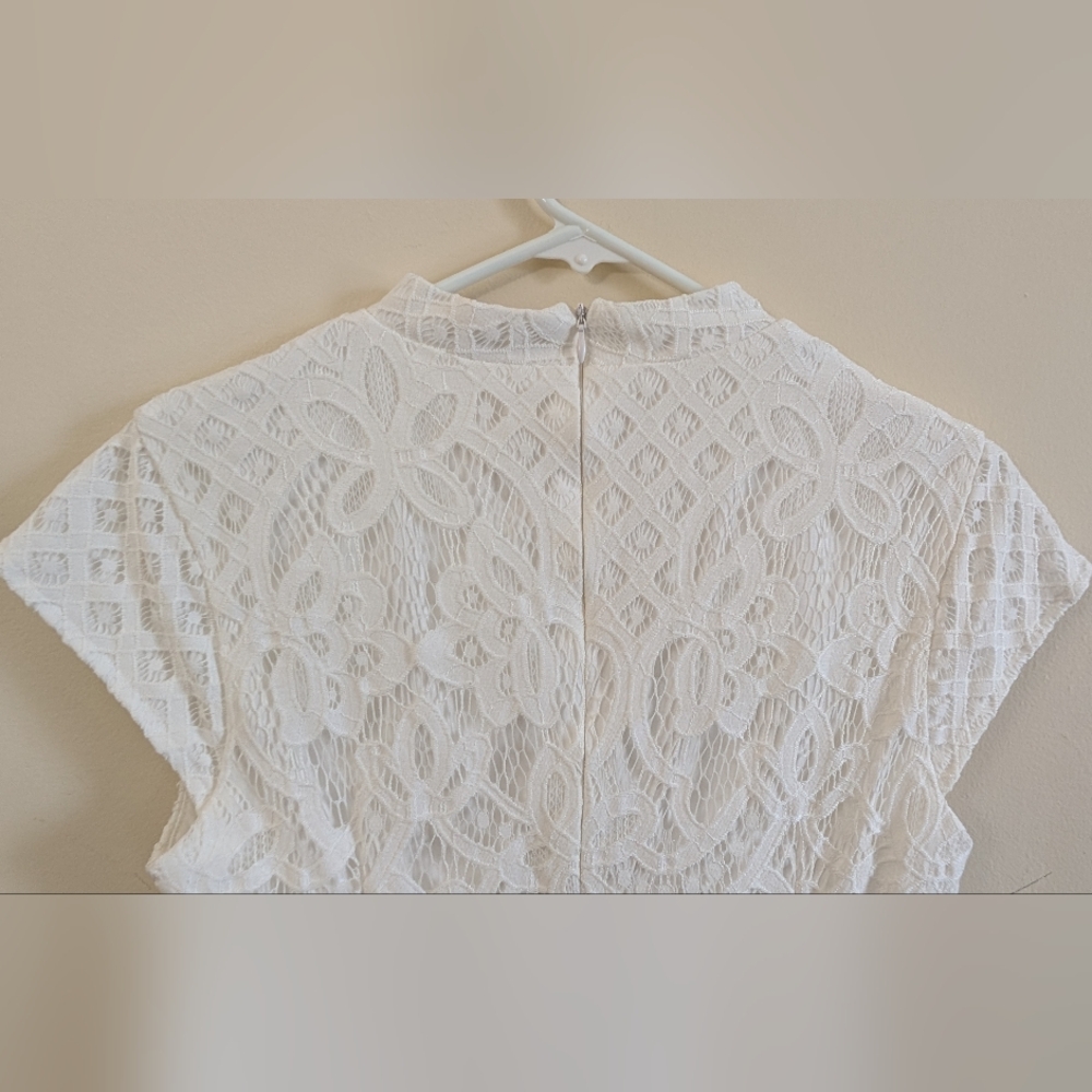 Baltic Born Short Sleeve All Lace Aria Column Midi Dress, Size Large, White - Picture 9 of 12